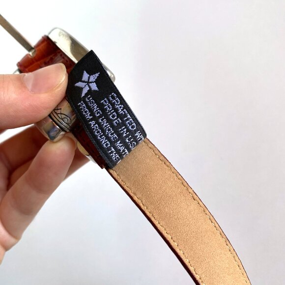 Brighton Rust Leather Embossed Alligator Print Silver Hardware Belt Size M - Picture 11 of 11